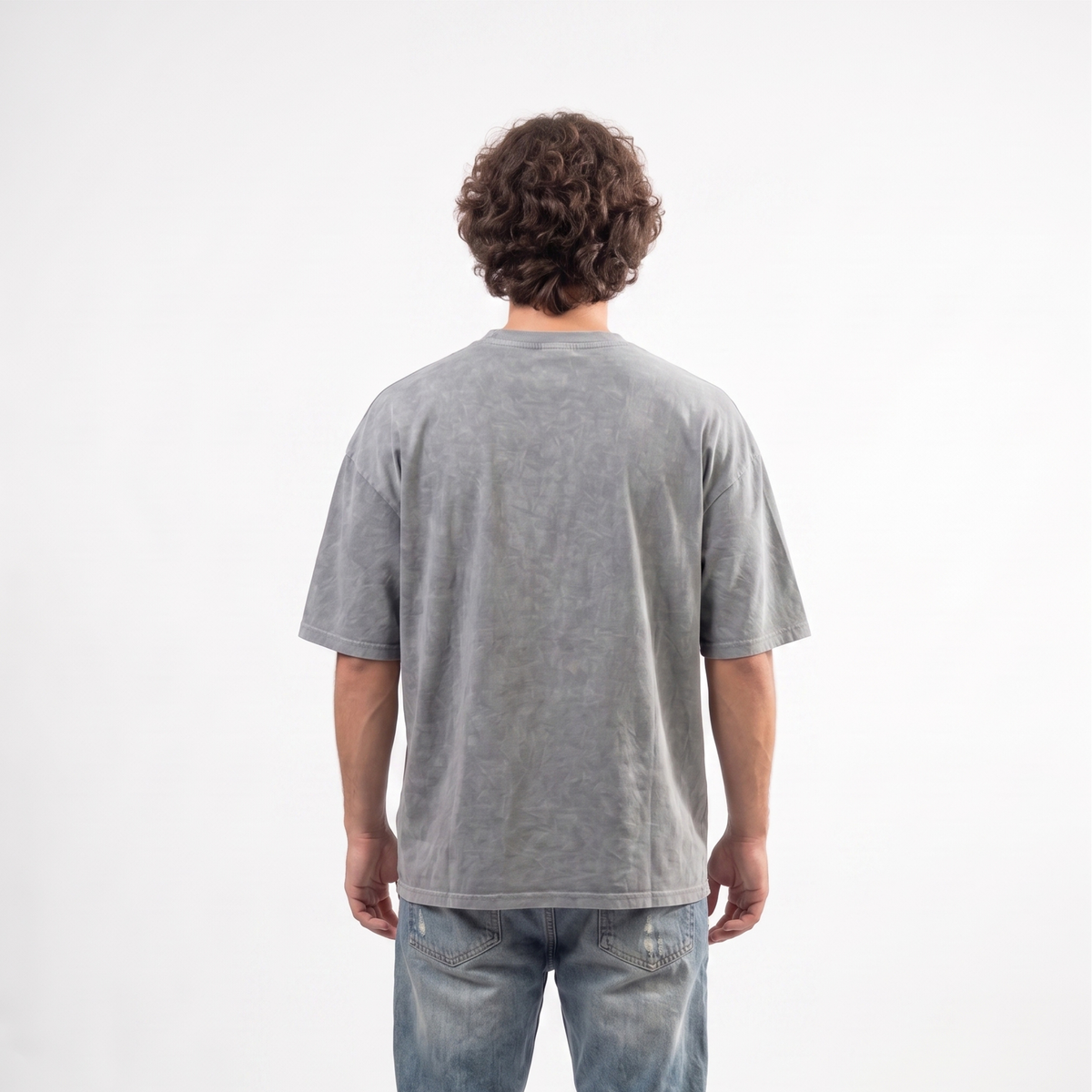Grey garment dyed oversized plain tee - Dripzy heavyweight washed cotton