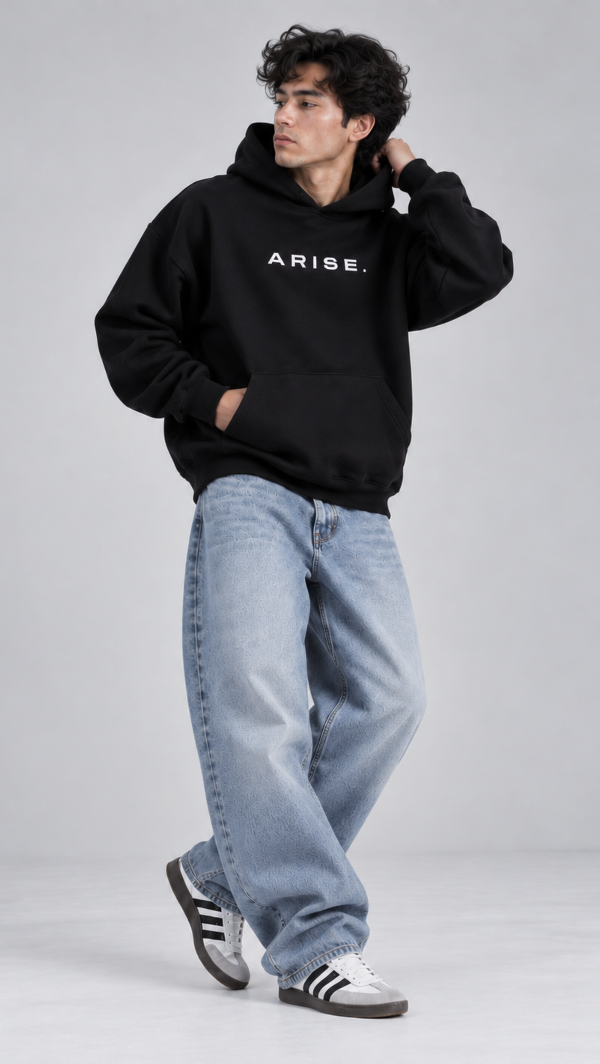 Dripzy Crimson Dagger hoodie black - front view oversized streetwear hoodie Pakistan