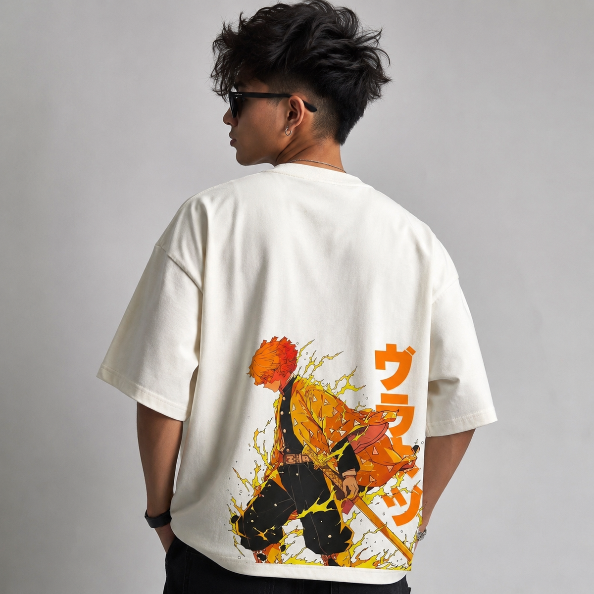 Zenitsu Agatsuma anime graphic t-shirt in black - Dripzy oversized fit