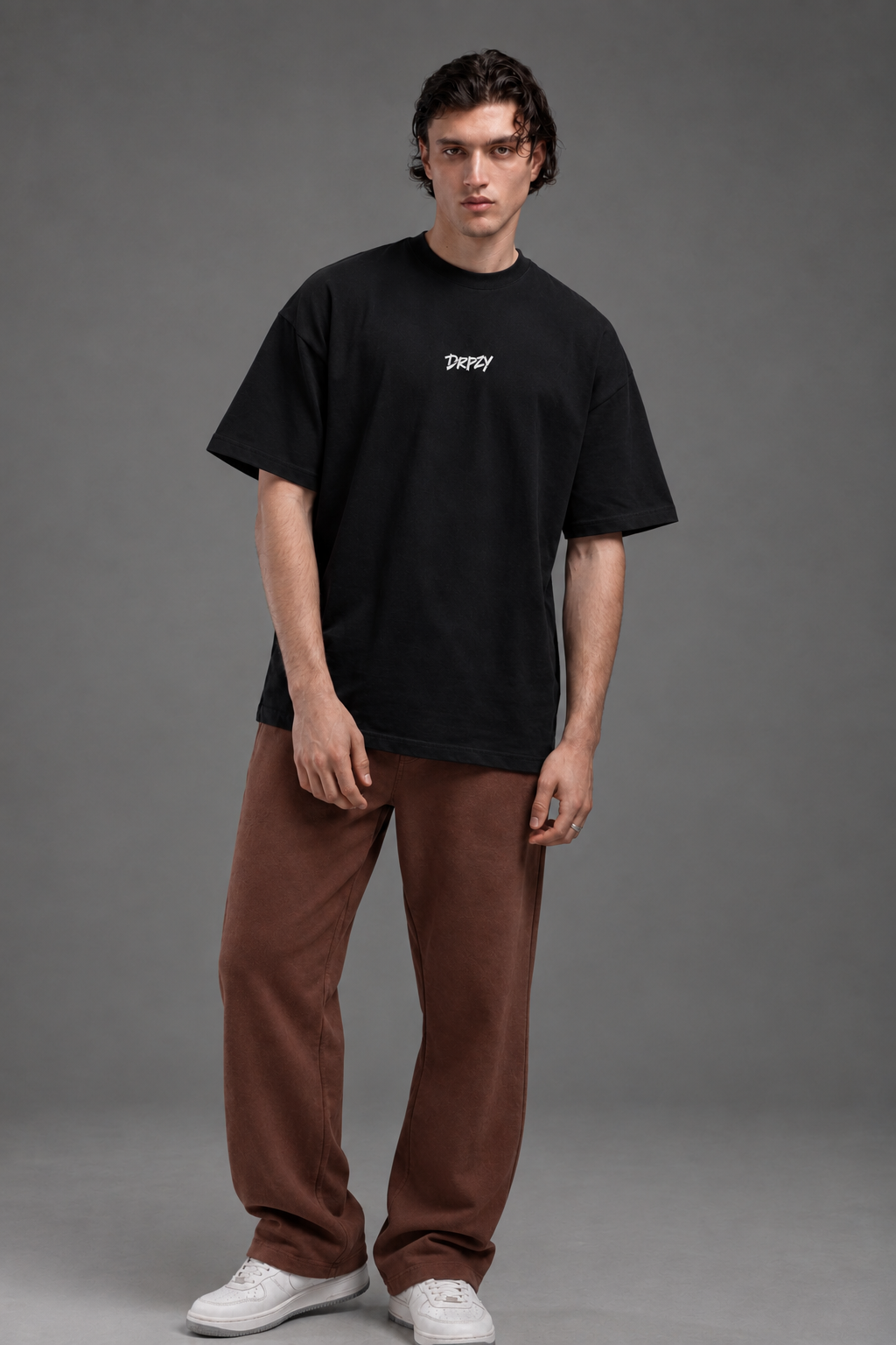 Dripzy basic oversized tee black - plain combed cotton streetwear t-shirt Pakistan