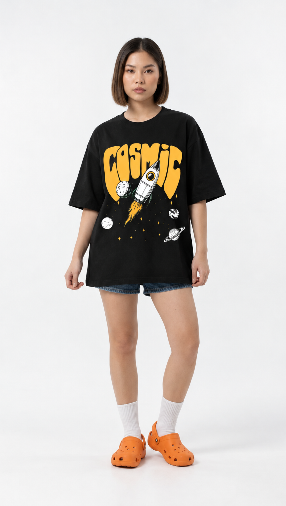 Dripzy Cosmic oversized tee black - original space graphic streetwear t-shirt Pakistan