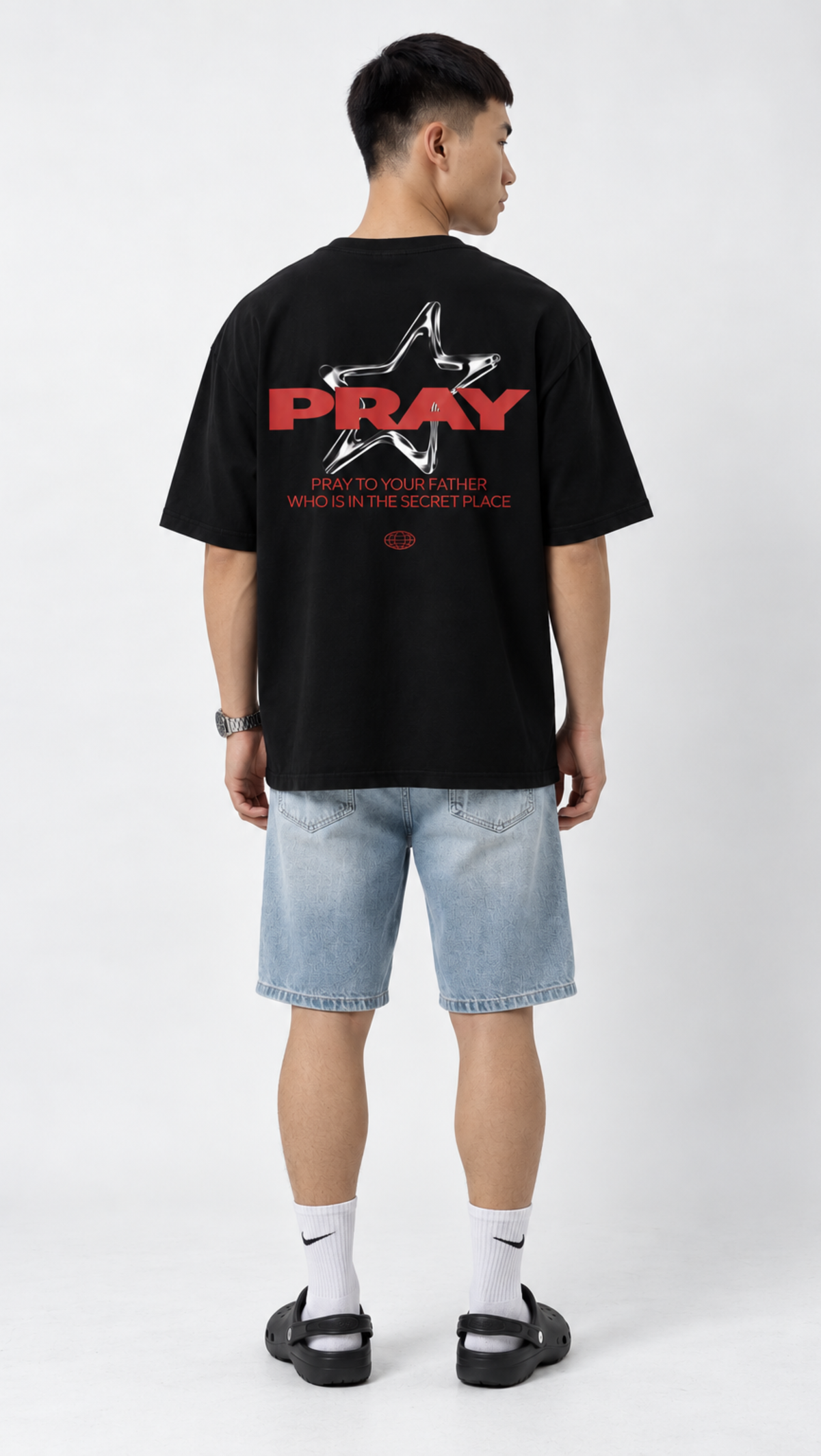 Dripzy Pray oversized tee black - typography graphic streetwear t-shirt Pakistan