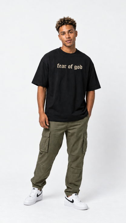 Dripzy essentials-cut oversized tee black - minimal streetwear t-shirt Pakistan