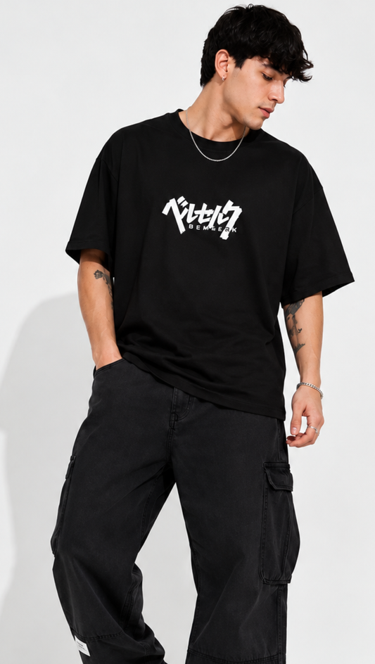 Dripzy Berserk Guts oversized tee black - manga graphic streetwear t-shirt Pakistan