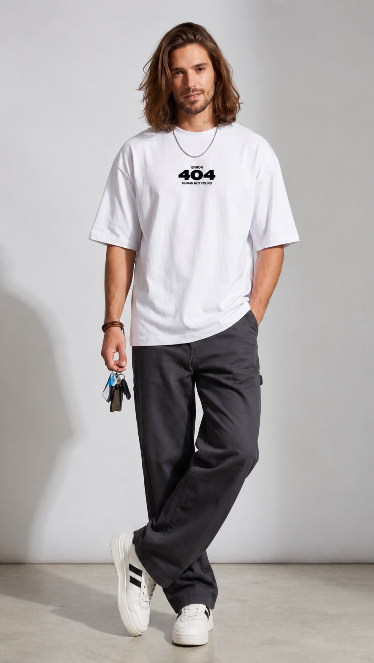 Dripzy Human Not Found oversized tee white - original graphic streetwear t-shirt Pakistan