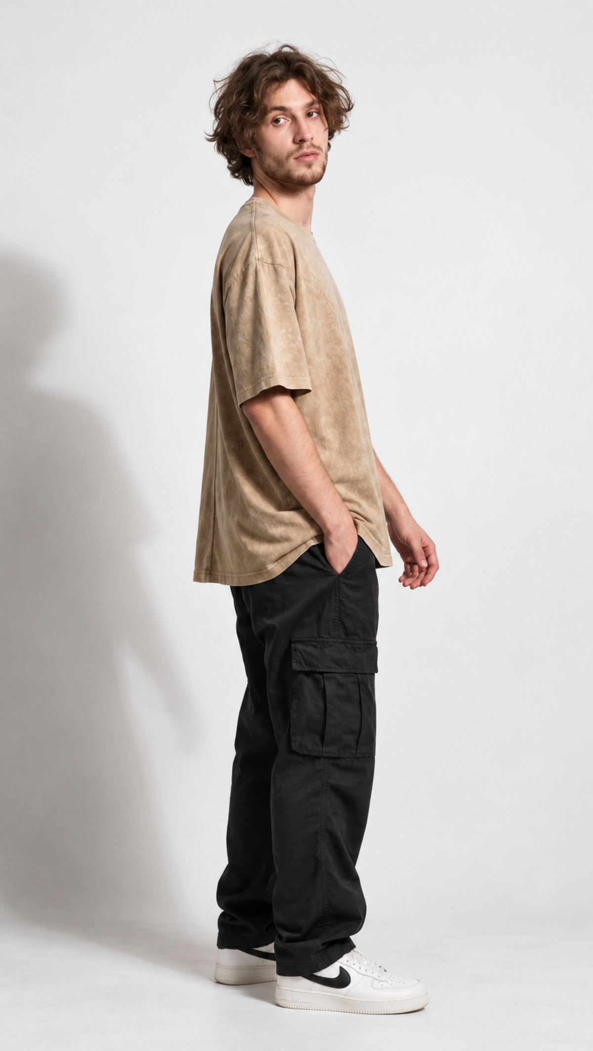 Dripzy basic washed tee beige - plain oversized streetwear t-shirt Pakistan