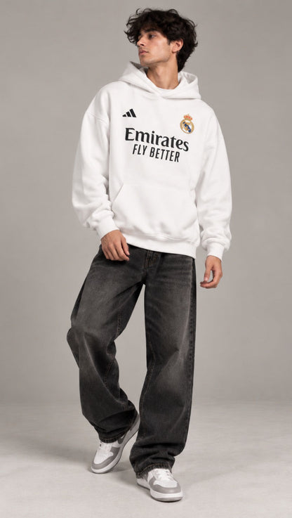 Dripzy Real Madrid Blanco oversized hoodie white - football streetwear hoodie Pakistan