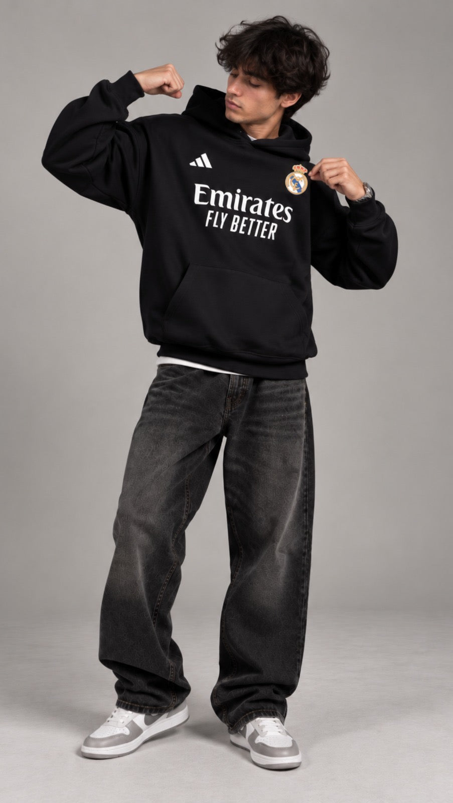 Dripzy Real Madrid Midnight oversized hoodie black - football streetwear hoodie Pakistan