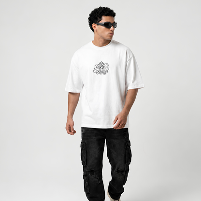 Luffy wanted poster graphic t-shirt white - Dripzy oversized anime tee