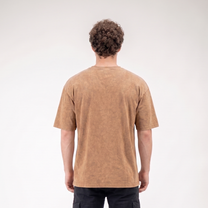 Brown garment dyed oversized plain tee - Dripzy heavyweight washed cotton