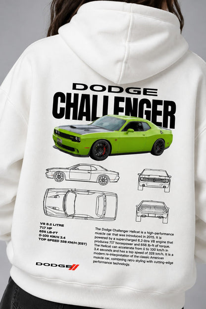 Dodge Challenger muscle car print hoodie - Dripzy oversized streetwear Pakistan