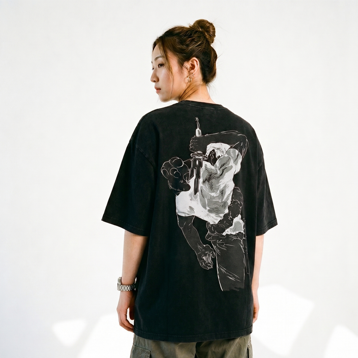 Dripzy Jujutsu Kaisen oversized tee black - anime graphic streetwear Pakistan