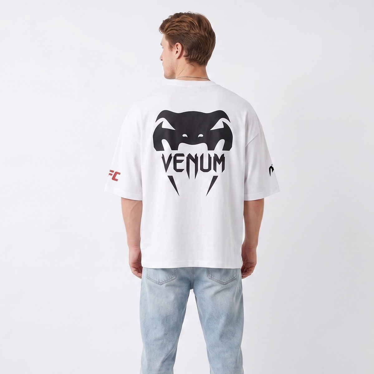 Dripzy UFC x Venum oversized tee white - MMA graphic streetwear Pakistan