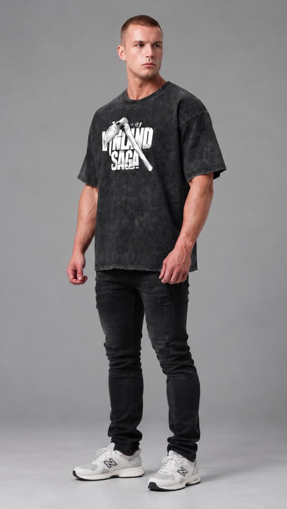 Dripzy Thorfinn oversized washed t-shirt in grey - faded anime streetwear Pakistan