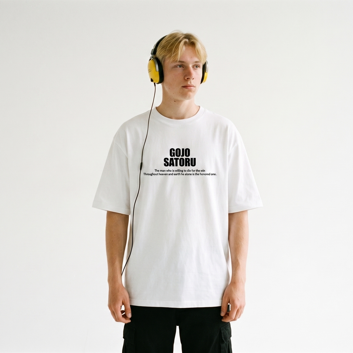 White Gojo Satoru anime oversized t-shirt - Dripzy ring spun cotton