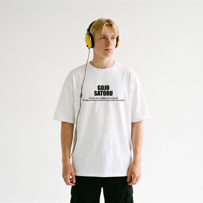 White Gojo Satoru anime oversized t-shirt - Dripzy ring spun cotton