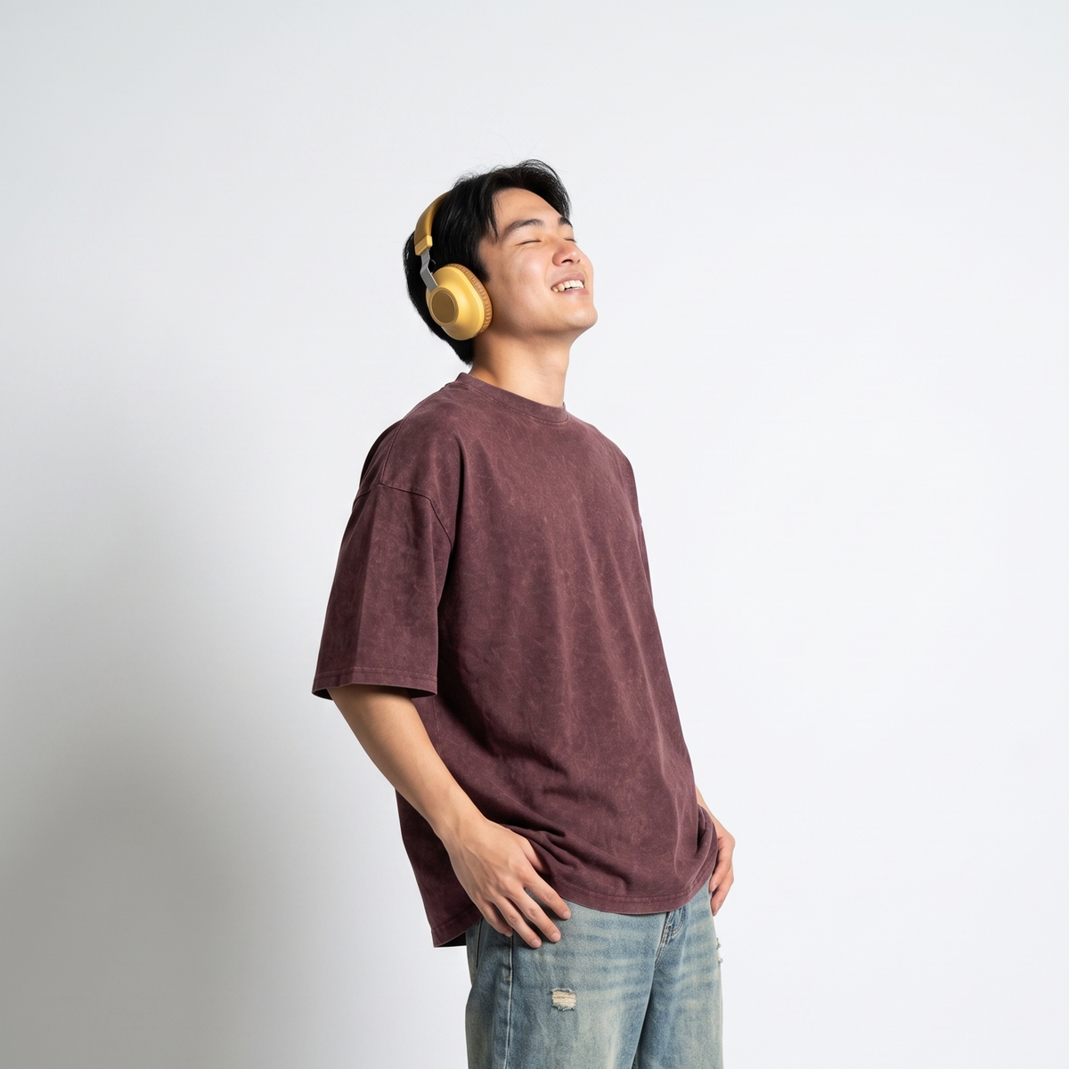 Basic Oversized Washed Tee Maroon - Dripzy UK