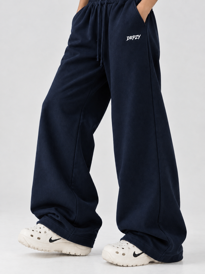 Dripzy Classic Relaxed Trousers navy - wide-leg cotton-blend streetwear trousers Pakistan