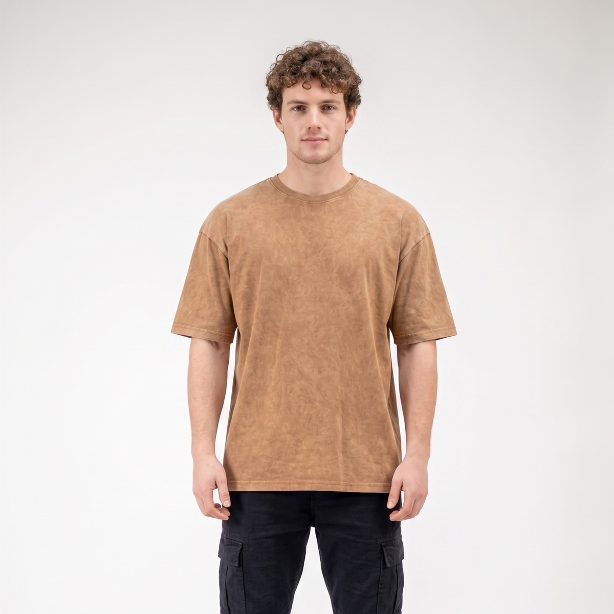 Dripzy basic oversized washed tee brown - plain streetwear t-shirt Pakistan