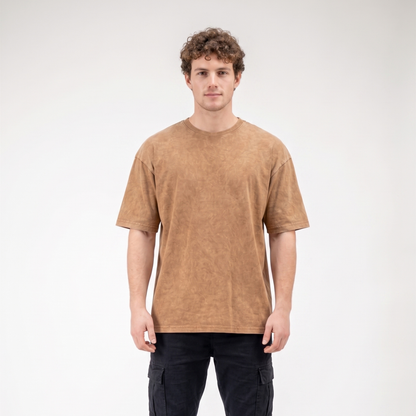 Dripzy basic oversized washed tee brown - plain streetwear t-shirt Pakistan