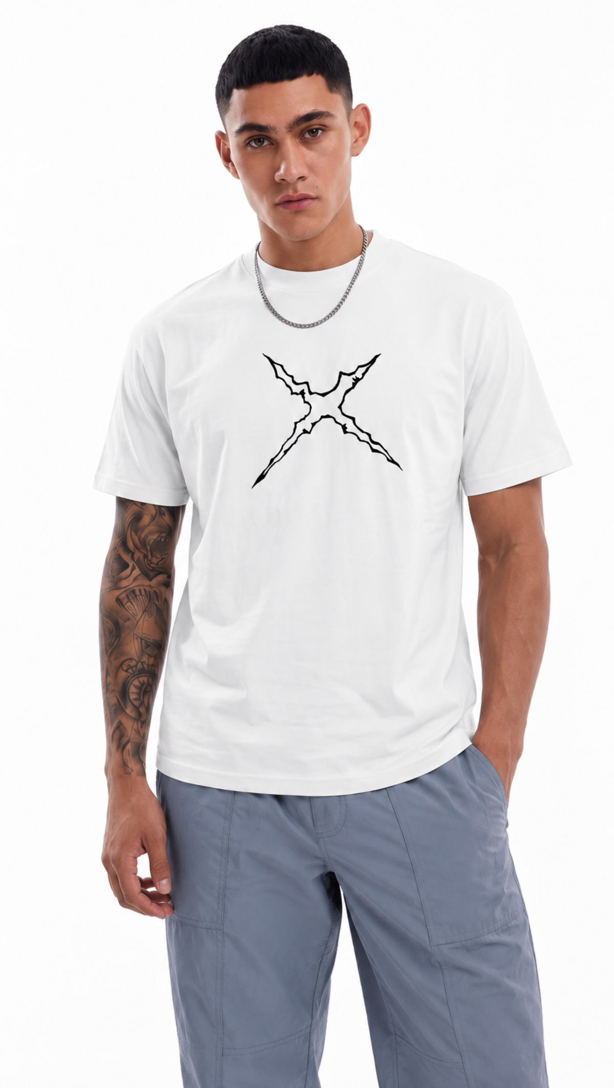 Luffy Gear artwork shown close up on the Dripzy white oversized tee