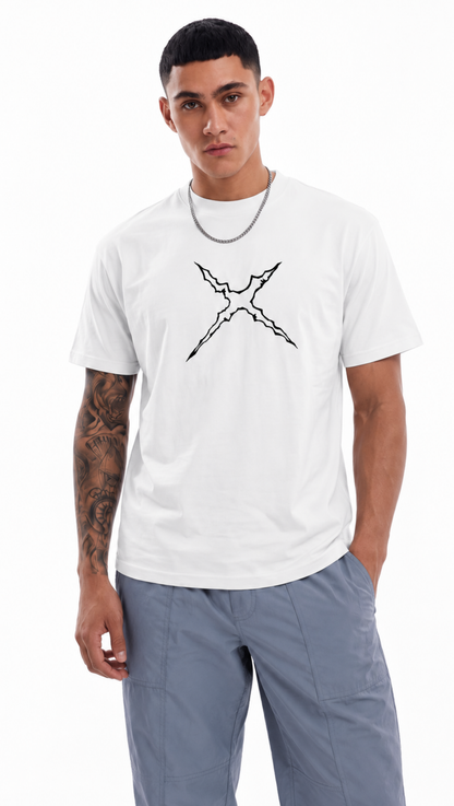Luffy Gear artwork shown close up on the Dripzy white oversized tee