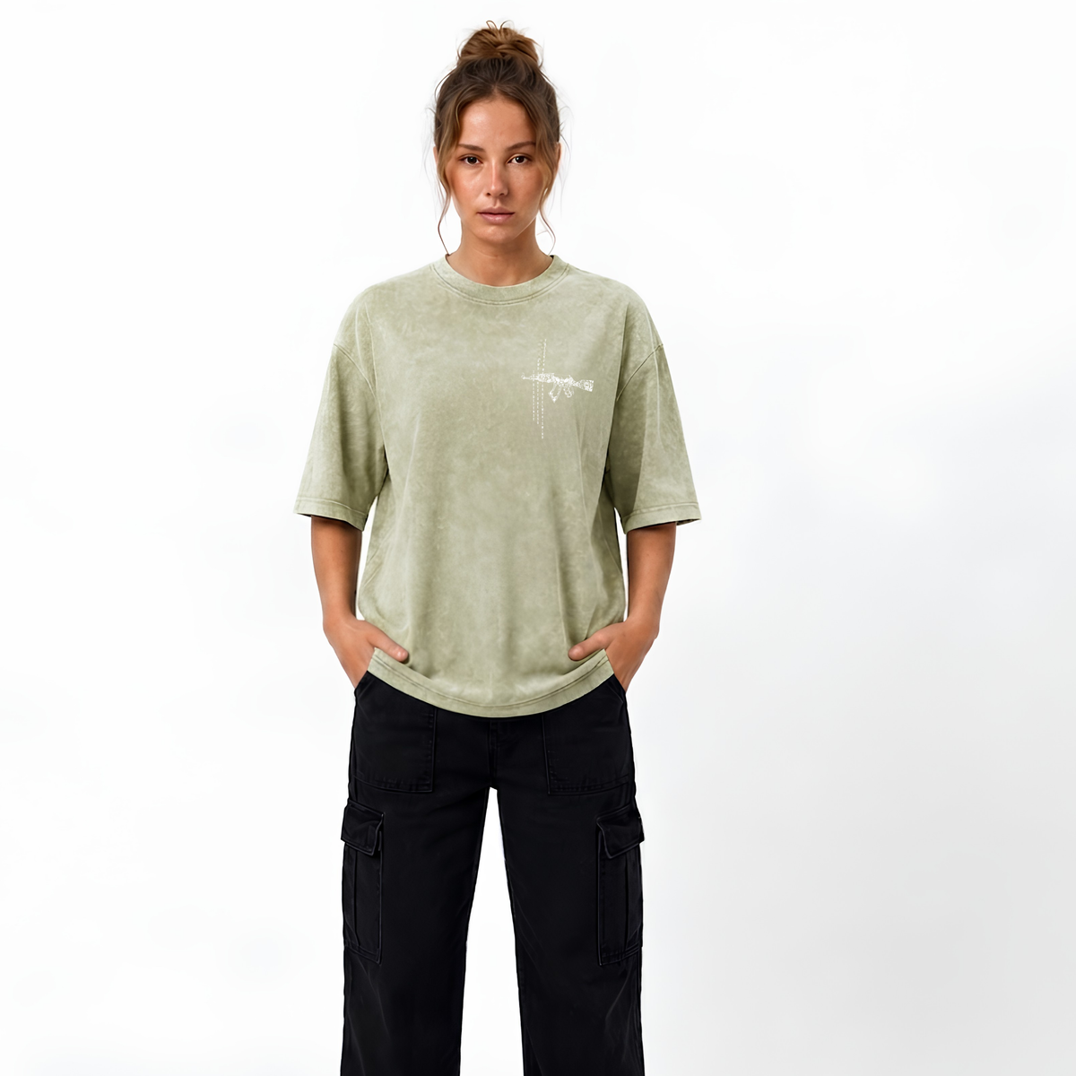 AK-47 Oversized Washed Tee Olive Green - Dripzy UK