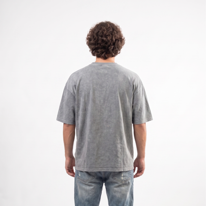 Grey garment dyed oversized plain tee - Dripzy heavyweight washed cotton