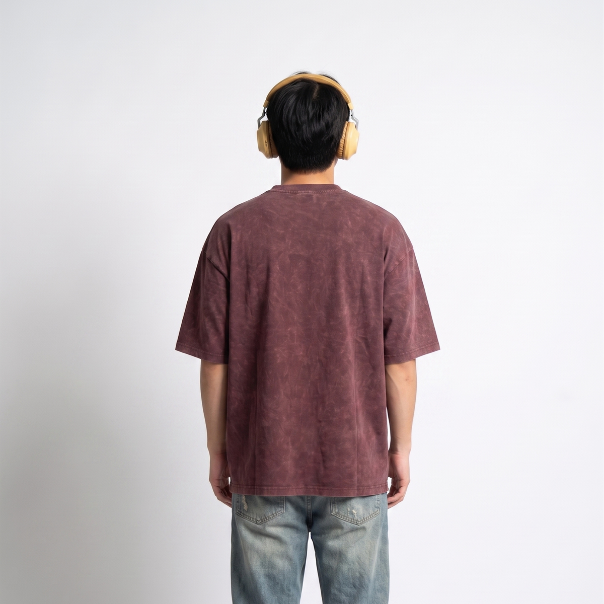 Basic Oversized Washed Tee Maroon - Dripzy UK
