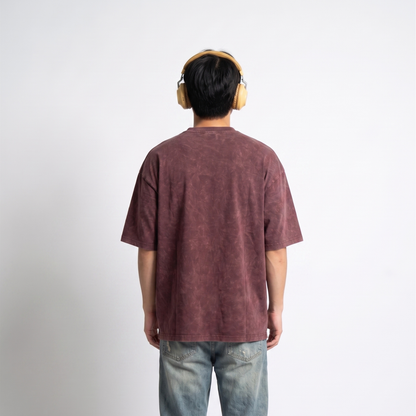 Basic Oversized Washed Tee Maroon - Dripzy UK