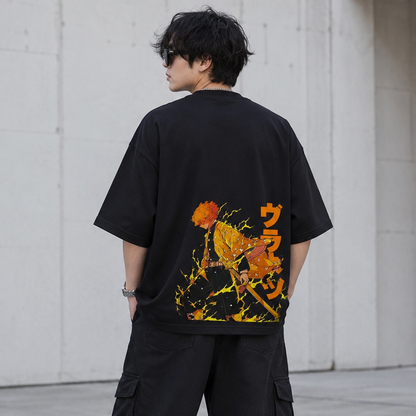 Dripzy Zenitsu oversized tee - Demon Slayer anime streetwear Pakistan