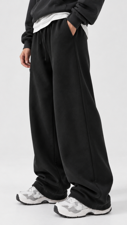 Dripzy Classic Relaxed Trousers black - wide-leg streetwear trousers Pakistan