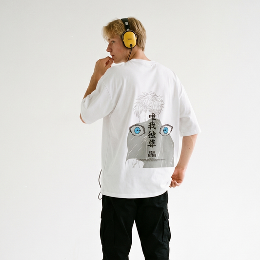 Dripzy Gojo Satoru graphic tee white - Jujutsu Kaisen anime streetwear Pakistan