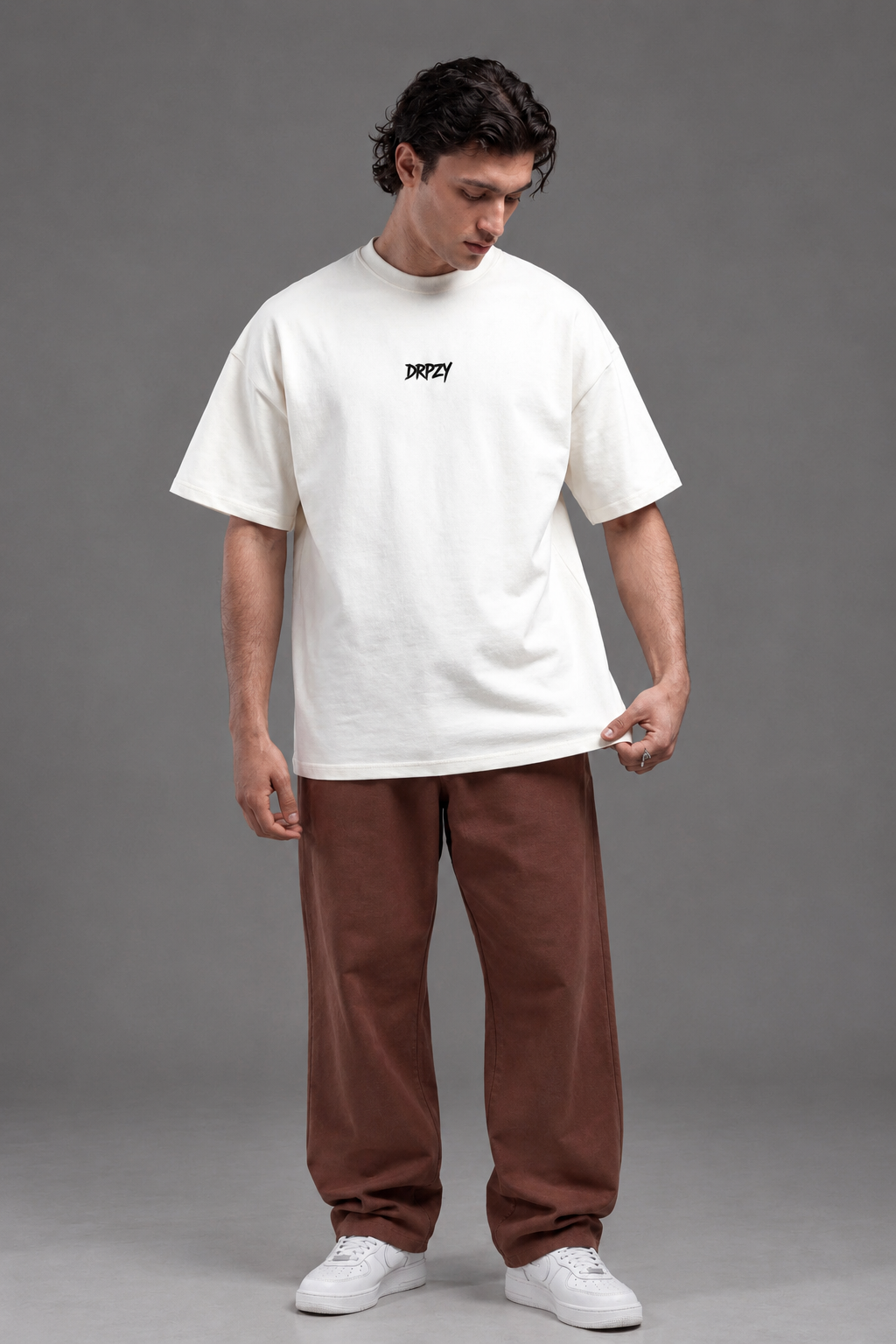 Dripzy basic oversized tee white - plain cotton streetwear t-shirt Pakistan