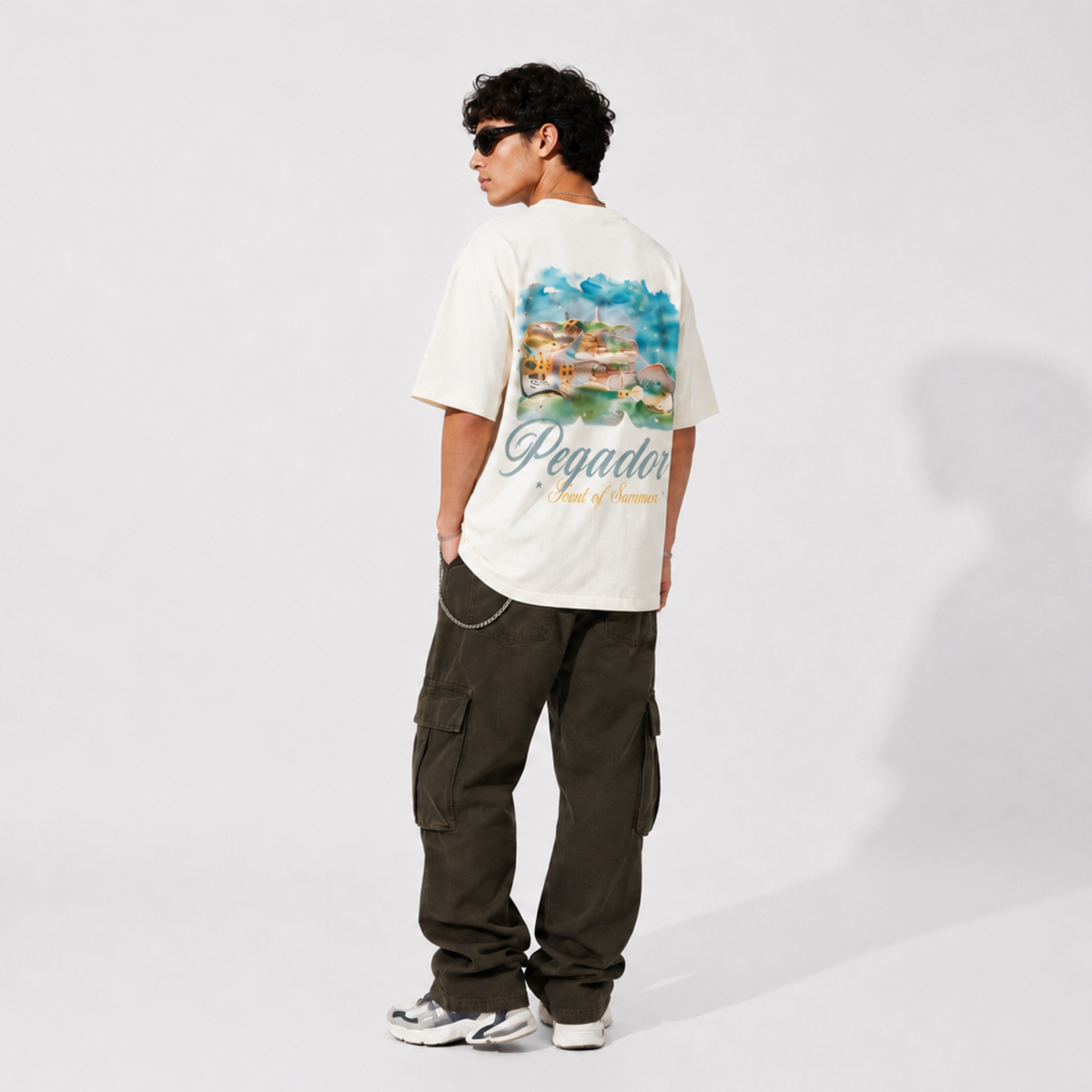 Dripzy oversized Pegador tee in white - minimal streetwear t-shirt Pakistan