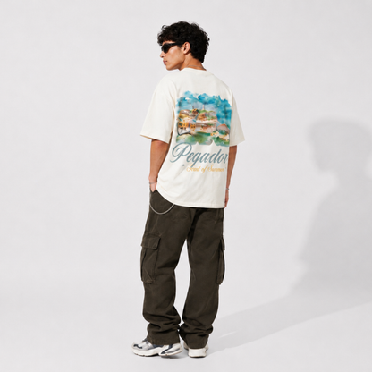 Dripzy oversized Pegador tee in white - minimal streetwear t-shirt Pakistan