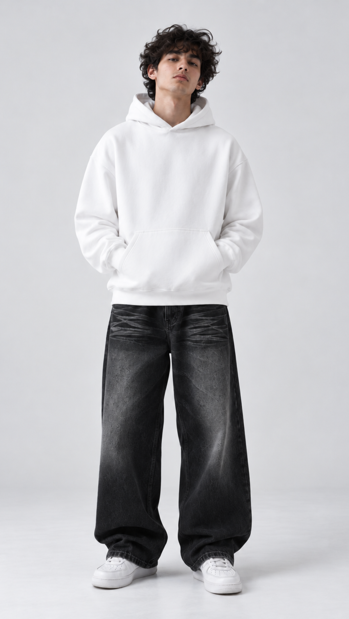 Dripzy Essentials oversized hoodie white - plain 300 GSM fleece streetwear hoodie Pakistan