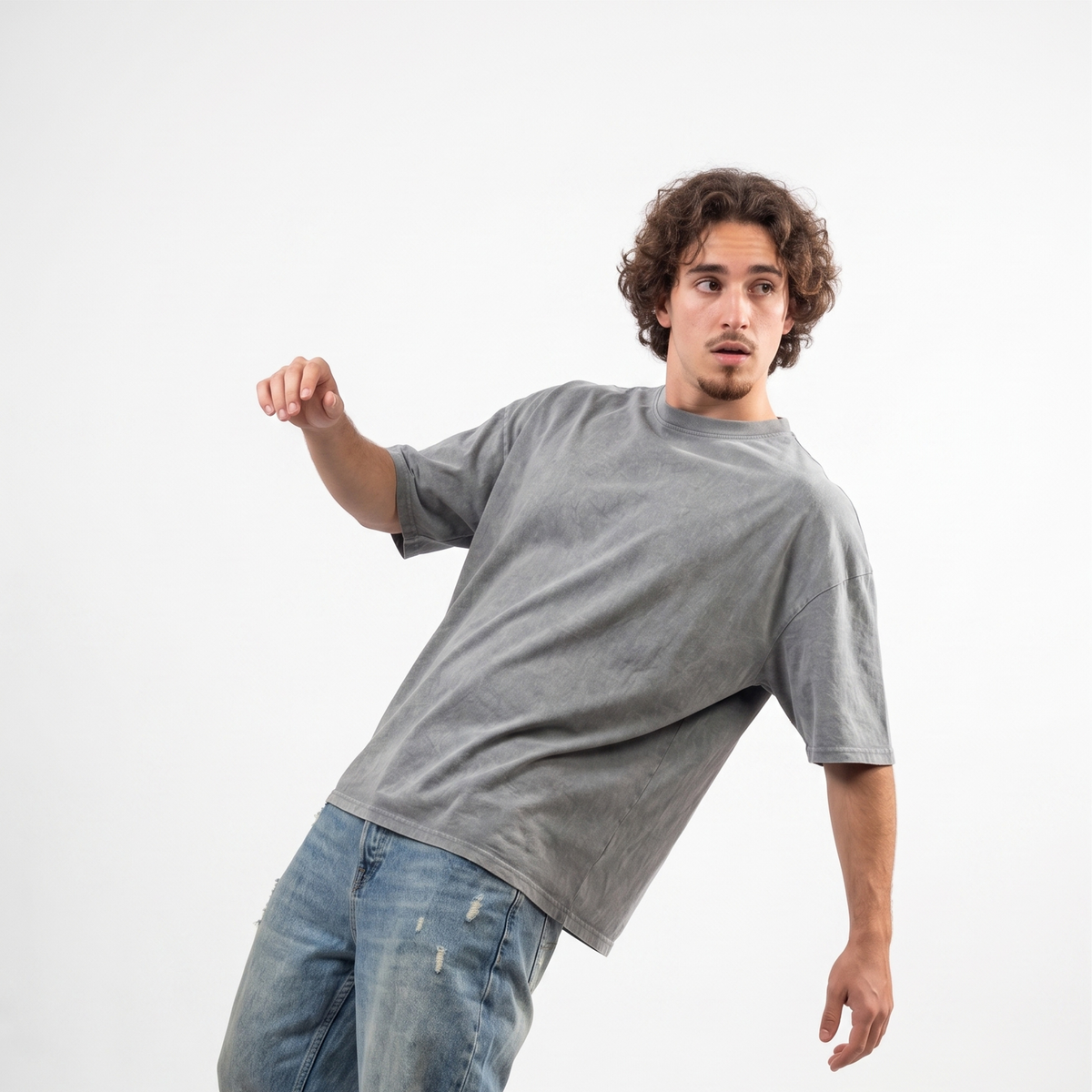 Dripzy basic oversized washed tee grey - plain streetwear t-shirt Pakistan
