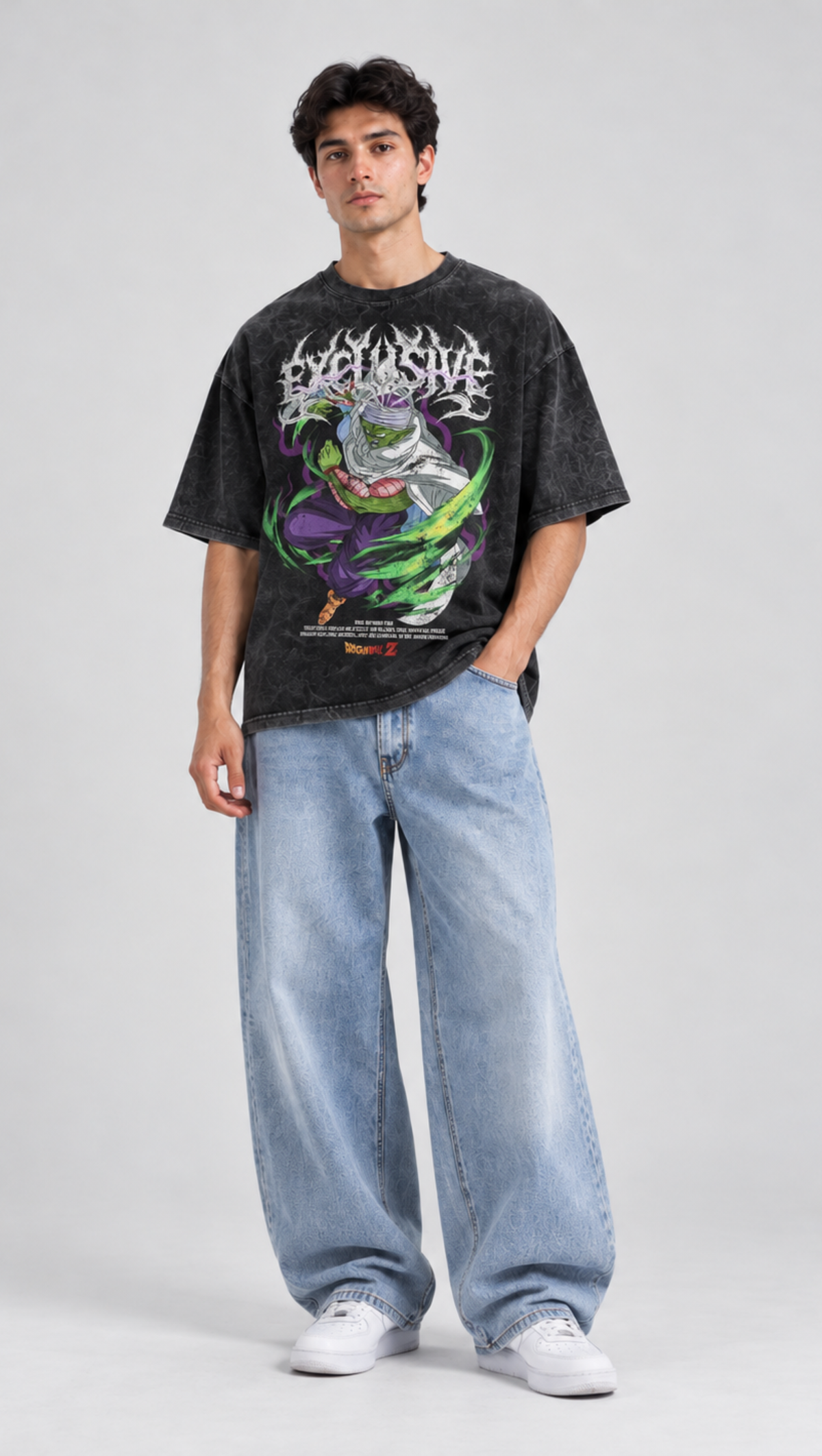 Dripzy Piccolo washed oversized tee black - Dragon Ball Z anime streetwear t-shirt Pakistan