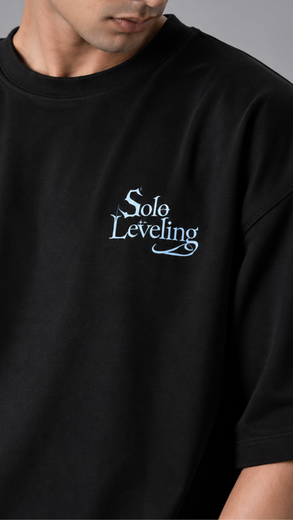 Dripzy Solo Leveling Shadow Monarch oversized tee black - anime streetwear t-shirt Pakistan