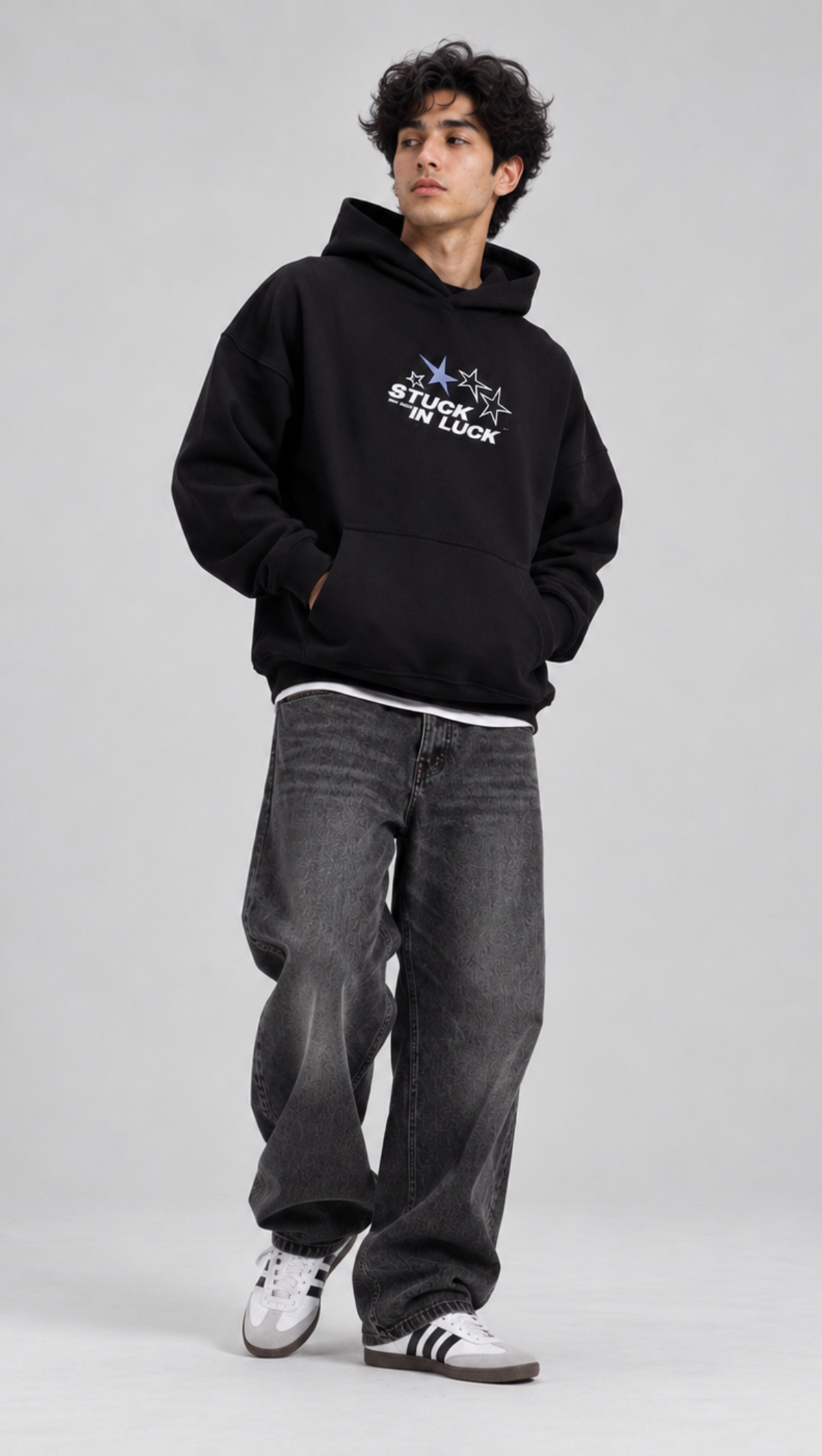 Dripzy Stuck In Luck oversized hoodie black - original graphic streetwear hoodie Pakistan