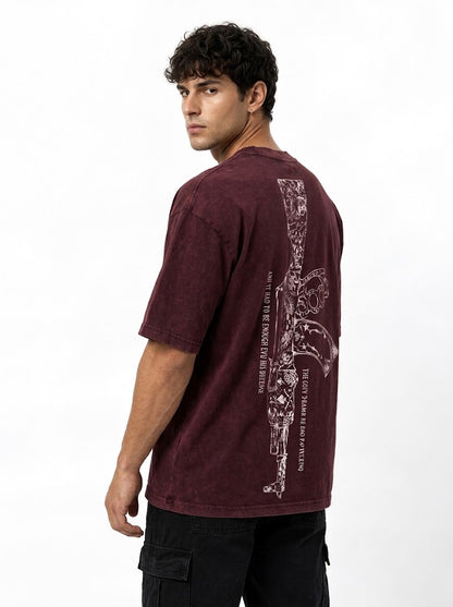 AK-47 Oversized Washed Tee - Maroon