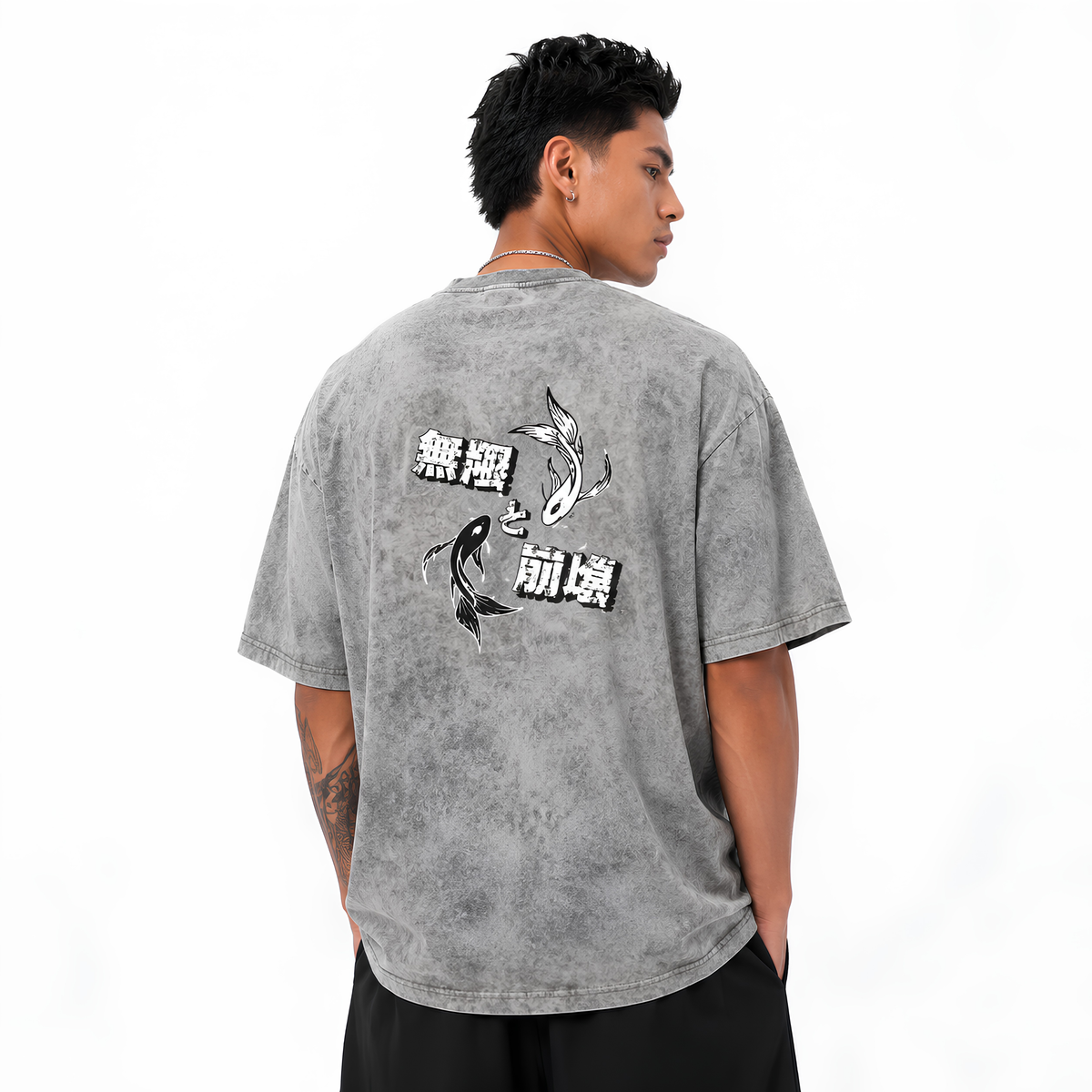 Gojo and Geto anime graphic washed t-shirt in grey - Dripzy oversized