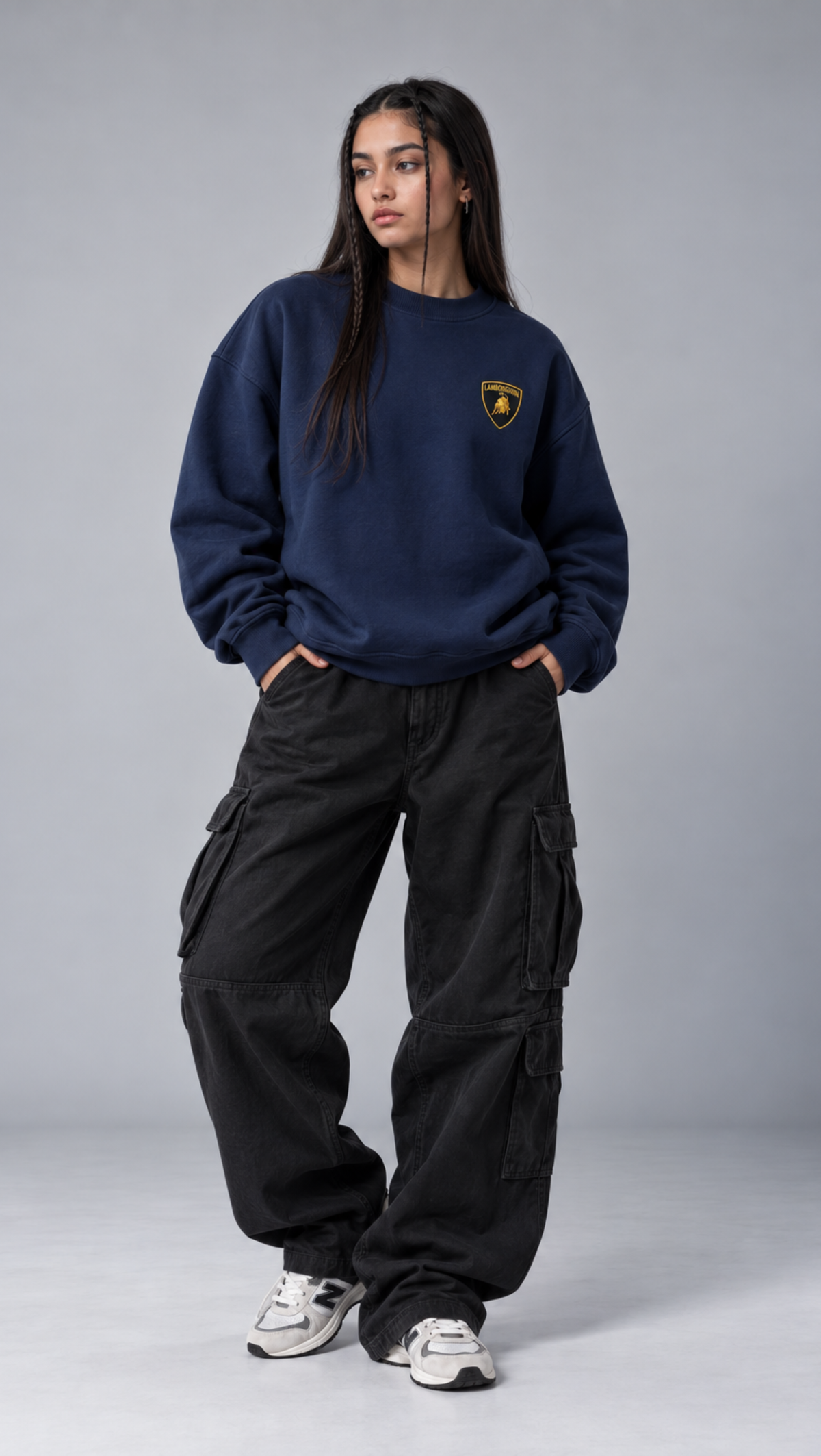 Dripzy Lamborghini Aventador oversized sweatshirt navy - supercar graphic streetwear Pakistan