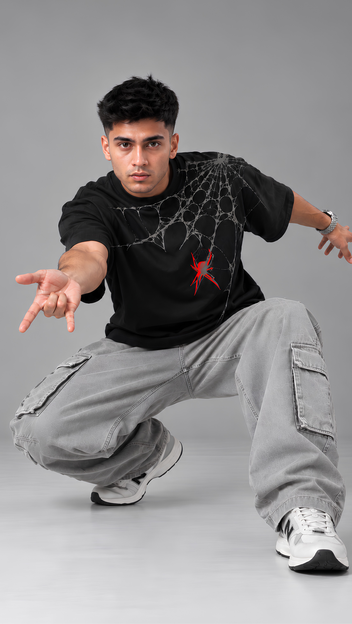 Dripzy Spider-Man oversized tee black - comic graphic streetwear t-shirt Pakistan