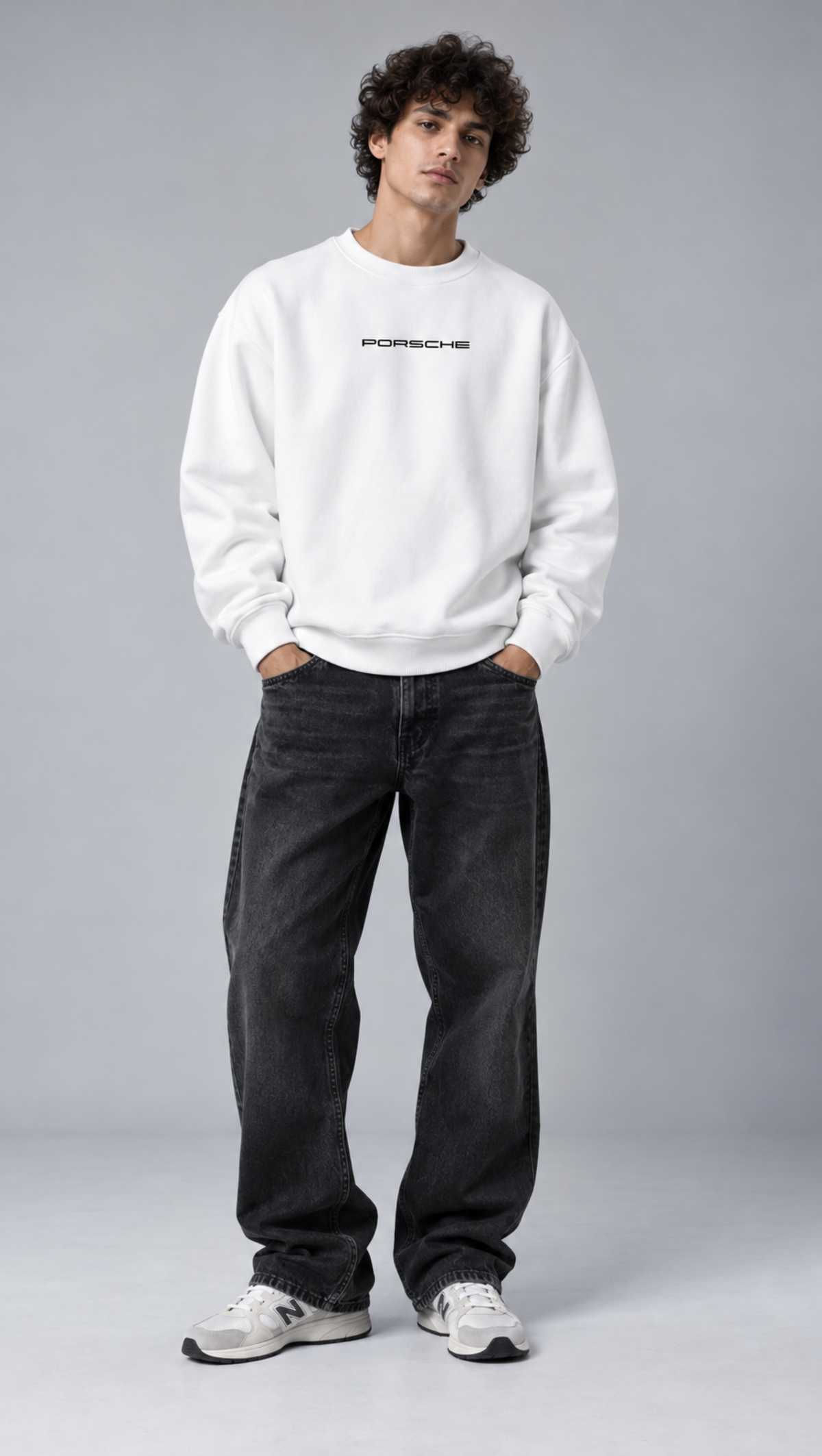 Dripzy Porsche 911 GT3 RS oversized sweatshirt white - motorsport graphic streetwear Pakistan