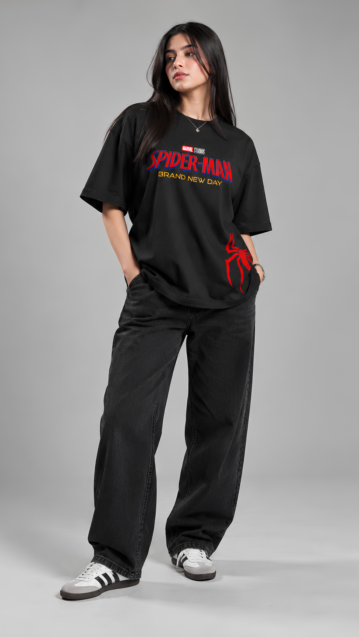 Dripzy Spider-Man Brand New Day oversized tee black - Marvel graphic streetwear t-shirt Pakistan