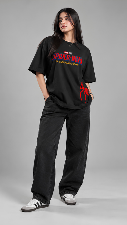 Dripzy Spider-Man Brand New Day oversized tee black - Marvel graphic streetwear t-shirt Pakistan